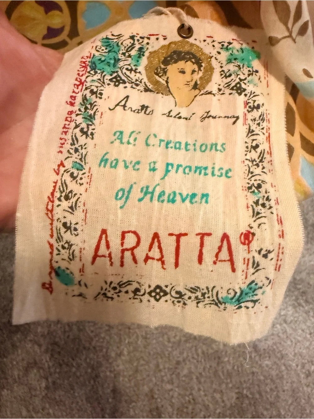 Aratta Floral Tassel Scarf/Wrap in Cream, Purple and Teal